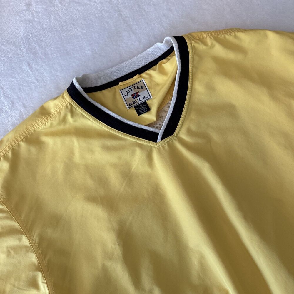CUTTER & BUCK Pullover‎ LARGE Windbreaker YELLOW V-neck Mens ~ EXCELLENT